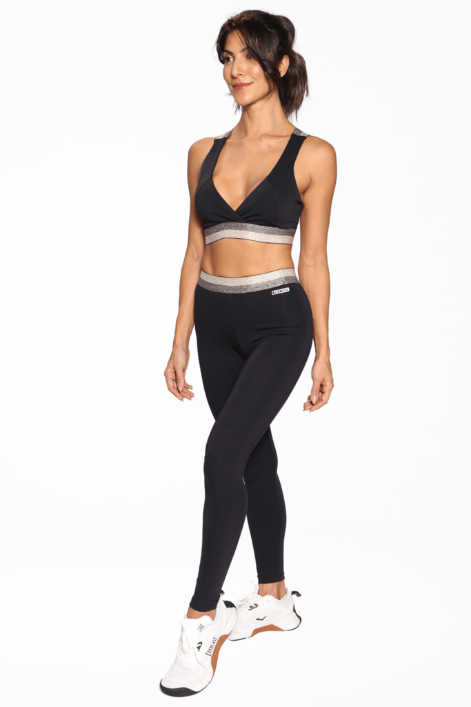 Top Glitter Preto/Rose