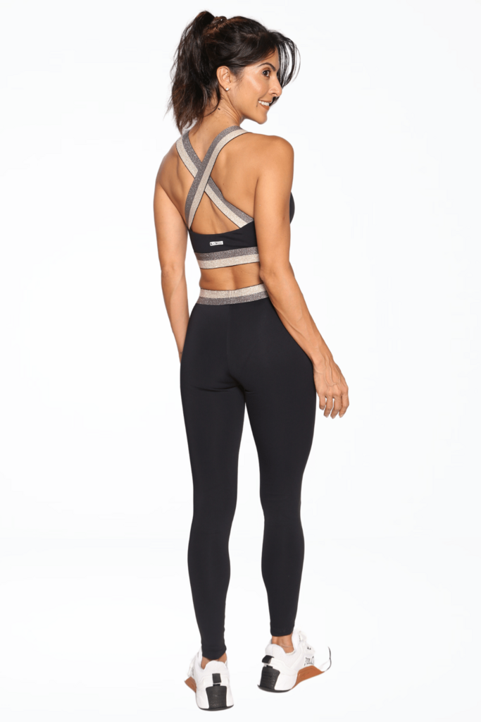 Legging Glitter preto/Rose