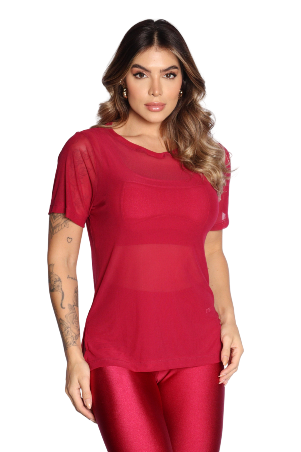 Camisa Tule Cereja